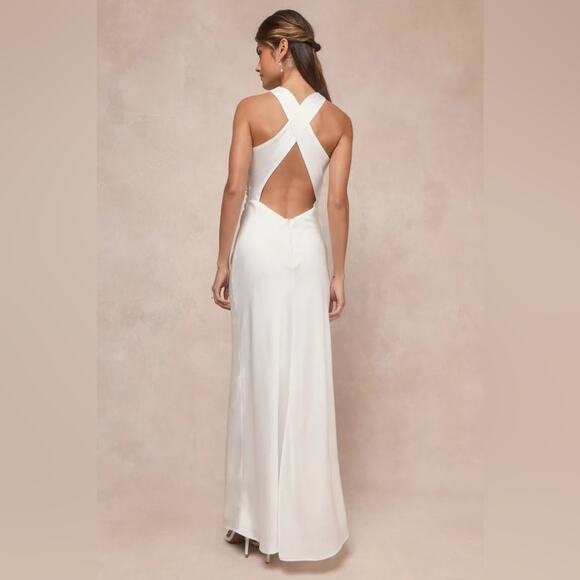 Lulus Effortlessly Sensational White Satin Backless Maxi Dress - Picture 2 of 5
